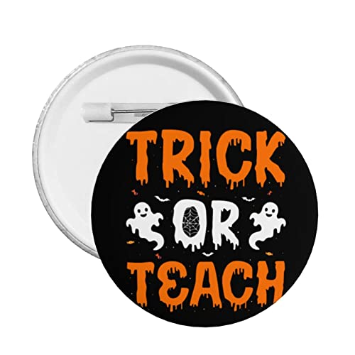 Retro Halloween Trick Or Teach Button Pins Lustige Halloween Lehrer Runde Anstecker Halloween Dekoration Dekor Pins für Kleidung Tasche Hut Accessoires von GQWJKSZ