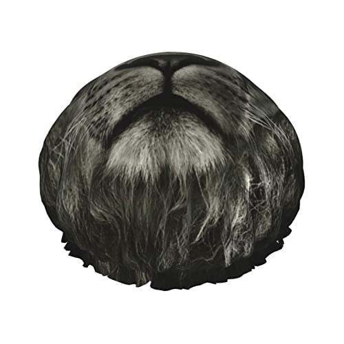 Schwarze Duschhaube mit Löwenmuster für Damen, wiederverwendbar, doppellagige Stoff-Duschhauben, Haarkappen für Mädchen Schwarze Duschhaube mit Löwenmuster für Damen, wiederverwendbar, doppellagige Stoff-Duschhauben, Haarkappen für Mädchen von GQWJKSZ