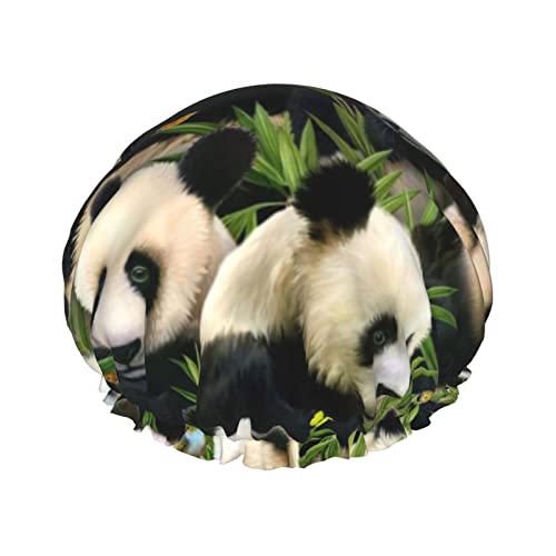 Süße Panda-Druck-Duschhaube für Frauen, wiederverwendbare doppellagige Stoff-Duschhauben, Mädchen-Haarhauben Süße Panda-Druck-Duschhaube für Frauen, wiederverwendbare doppellagige Stoff-Duschhauben, Mädchen-Haarhauben von GQWJKSZ