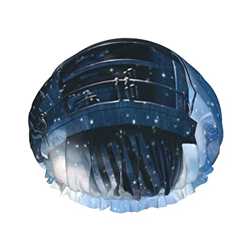 Winter Weihnachten Schnee Nacht Eisenbahn Zug Druck Dusche Kappe Für Frauen Wiederverwendbare Doppel-Schicht Stoff Dusche Caps Mädchen Haar kappen von GQWJKSZ