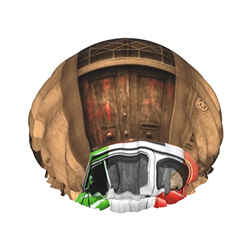 Wunderschöne Duschhaube mit Italien-Aufdruck für Damen, wiederverwendbare Duschhaube aus doppellagigem Stoff, Haarhaube für Mädchen von GQWJKSZ