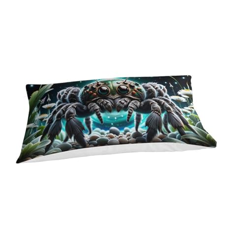 GQmoney Spinnen-Bettbezug, Bettbezug, 3D-Druck, Bettwäscheset mit modischem Thema, Steppbezug mit Kissenbezügen für Jungen, Einzelbett (135 x 200 cm) von GQmoney