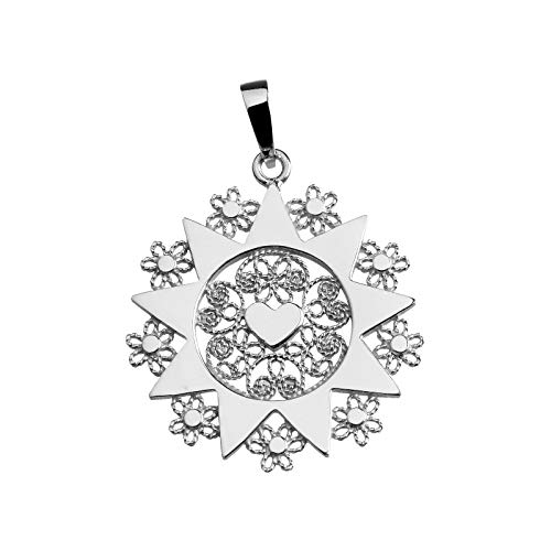 Giuliano Riccitelli Gioielli - Anhänger Presentosa d'Abruzzo, typisches Juwel in den Abruzzen (Italien), mit Einer rhodinierten 925er Silberkette, Einzelherz, Durchmesser 25 mm von GR GIULIANO RICCITELLI