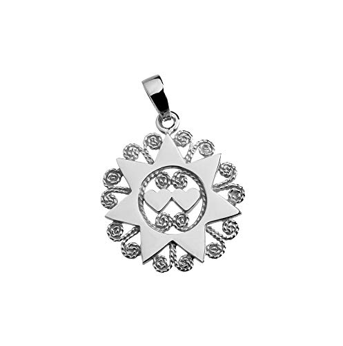 GR GIULIANO RICCITELLI Schmuck - Anhänger Presentosa d'Abruzzen mit Kette aus 925er Silber, rhodiniert, zwei Herzen, Durchmesser 17 mm, typisches Schmuckstück aus Abruzzen von GR GIULIANO RICCITELLI