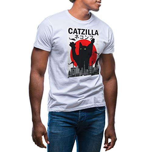 Catzilla Japanese Sunset Style Herren Weißes T-Shirt Size M von GR8Shop