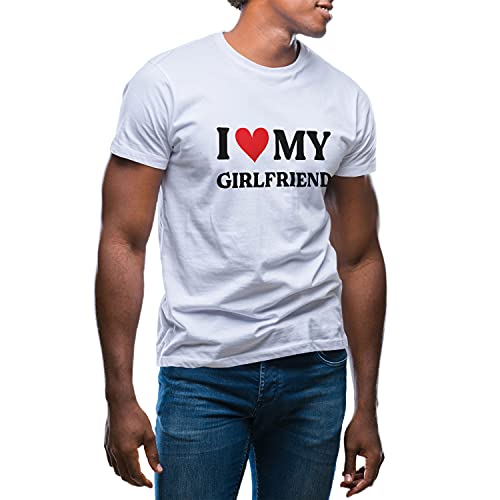 I Love My Girlfriend Herren Weißes T-Shirt Size L von GR8Shop
