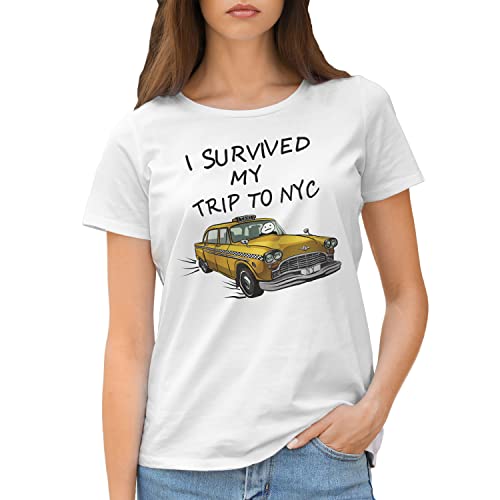 I Survived My Trip to NYC New York Damen Weißes T-Shirt Size M von GR8Shop