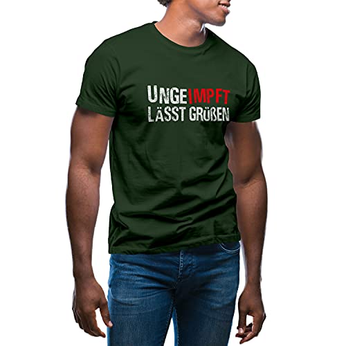 Ungeimpft Lasst Grussen Herren Militärgrün T-Shirt Size L von GR8Shop