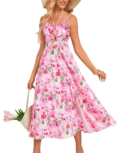 Damen 2026 Blumen Bohemian Maxi Kleid Leichtes Sommerkleid A-Linie Strand Festliche Freizeitkleid Sexy Frontschlitz Kleid Rosa Blumen L Damen 2026 Blumen Bohemian Maxi Kleid Leichtes Sommerkleid A-Linie Strand Festliche Freizeitkleid Sexy Frontschlitz Kleid Rosa Blumen L von GRACE KARIN