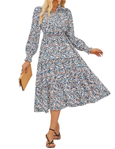 Damen Casual Kleid Herbst Geschichtet Ausgestellter A Linie Lang Kleid S Schwarz und Blau von GRACE KARIN