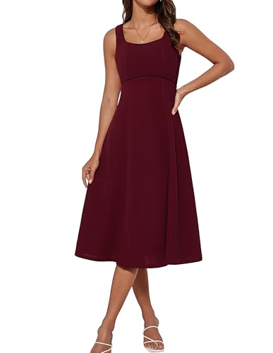 Damen Casual Midi Cocktailkleid Ärmellos A Linie Sommerkleid Hohe Taille Trägerkleid Elegant Freizeitkleid Weinrot XL Damen Casual Midi Cocktailkleid Ärmellos A Linie Sommerkleid Hohe Taille Trägerkleid Elegant Freizeitkleid Weinrot XL von GRACE KARIN