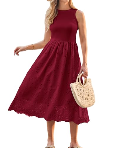 GRACE KARIN Strand-Sonnenkleider für Frauen Ärmelloses Tankkleid Sommer Casual Empire-Taille Kleid A Line Midi Kleid Solid XL Weinrot GRACE KARIN Strand-Sonnenkleider für Frauen Ärmelloses Tankkleid Sommer Casual Empire-Taille Kleid A Line Midi Kleid Solid XL Weinrot von GRACE KARIN