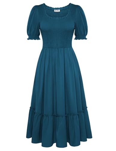 Festliche Kleid Damen Hochzeit A-Linie Korsett Kleid Damen Elegant Herbstkleid Damen Midi Blaugrün XL von GRACE KARIN