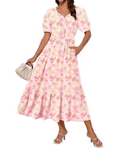 GRACE KARIN Damen Sommerkleid Midi Kurzarm V-Ausschnitt Blumenkleid Hochzeitsgast Kleid Freizeitkleid Hellrosa Blumen S GRACE KARIN Damen Sommerkleid Midi Kurzarm V-Ausschnitt Blumenkleid Hochzeitsgast Kleid Freizeitkleid Hellrosa Blumen S von GRACE KARIN