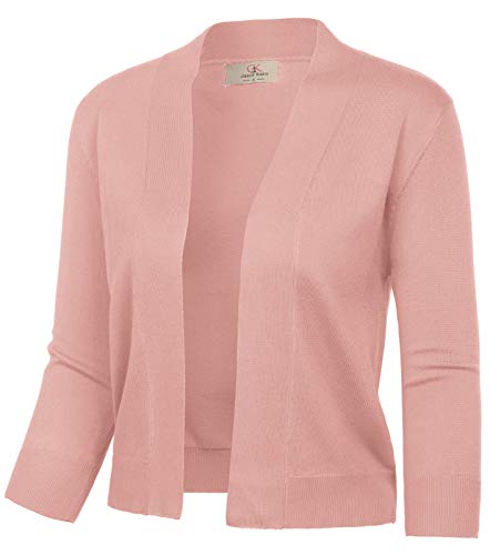 Sommer Bolero Damen Festlich Elegante Cardigan Offene Front Leichte Boleros Rosa XXL von GRACE KARIN