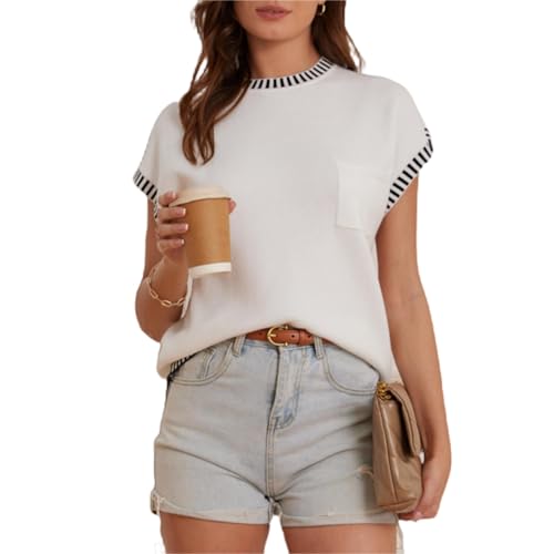 Damen Tank Tops mit Flügelärmeln Sommer Rundhals Oberteil Ärmellose Leichter Häkelstrickpullover Vest Shirt Damen Tank Tops mit Flügelärmeln Sommer Rundhals Oberteil Ärmellose Leichter Häkelstrickpullover Vest Shirt von GRACE KARIN