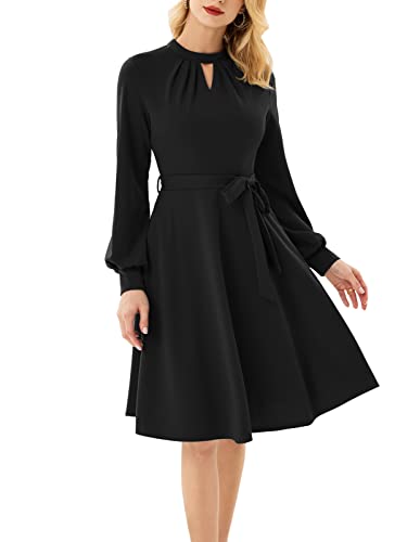 Damen Tunika Knielanges Cocktailkleid A-Linie Festliche Kleid Schwarz L von GRACE KARIN