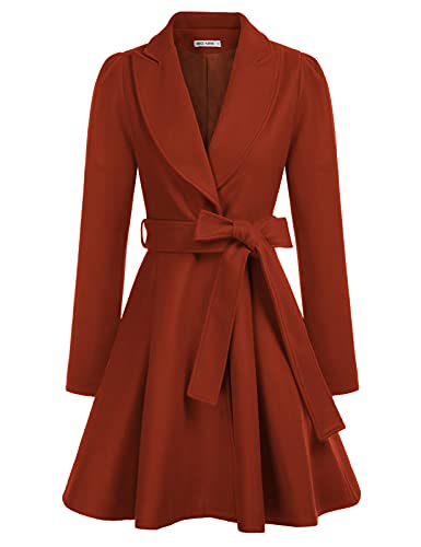 GRACE KARIN Damen Wintercoat Burnt Orange einfarbig Mantel Langarm Revers Wintermantel Warm Jacke Mantel casual style Outwear S CLX005A20-11 von GRACE KARIN