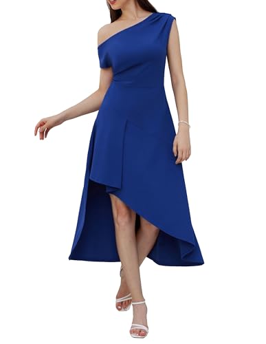 Damenkleid Off Shoulder Kleid Partykleid Hohe Taille A Linie Cocktailkleid Königsblau XL von GRACE KARIN