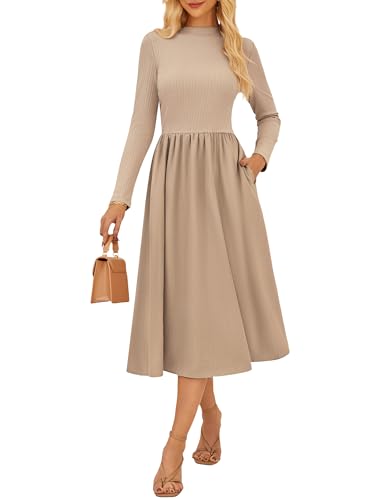 Elegantes Damenkleid A-Linie Strickkleid Herbst Freizeitkleid Hohe Taille Langarmkleid Khaki M Elegantes Damenkleid A-Linie Strickkleid Herbst Freizeitkleid Hohe Taille Langarmkleid Khaki M von GRACE KARIN