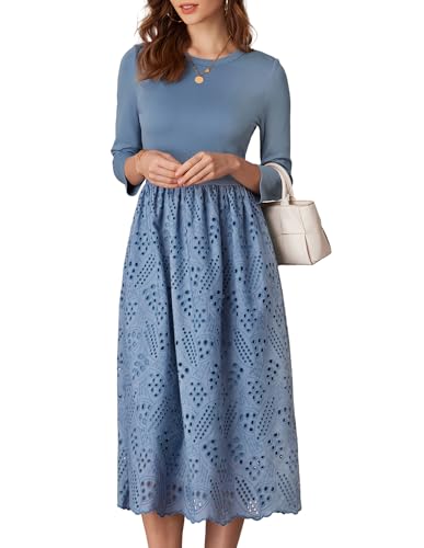 Freizeitkleid für Damen A-Linie Formelles Anlasskleid Elegantes Fließendes Midikleid Graublau XXL von GRACE KARIN