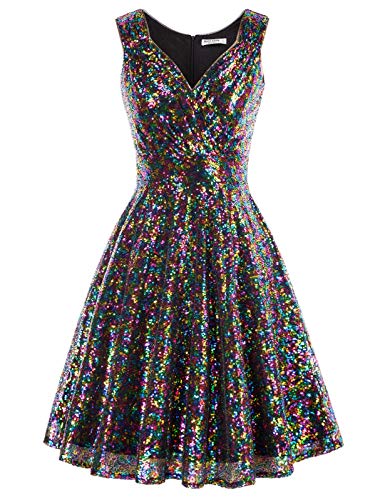 1950er Kleid Damen cocktailkleid ärmellos a Linie Kleid Vintage Kleid elegant Kleider CL1061-10 L von GRACE KARIN