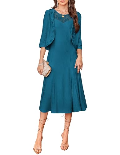 GRACE KARIN Damen Ärmelloses Glitzer Pailletten Cocktailkleid Abendkleid mit Elegantem Zweiteiler Kleid für Hochzeit Blaugrün L von GRACE KARIN