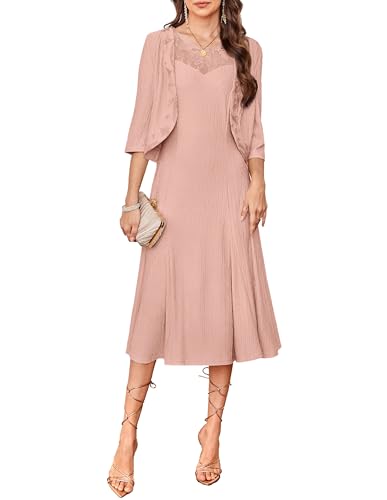 Damen Brautkleid Glitzer Paillettenkleid mit Stretch 3/4 Ärmel Cardigan Rosa XL von GRACE KARIN