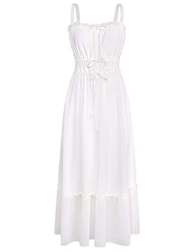 GRACE KARIN A-Linie Freizeitkleid für Damen Sommer Spaghettiträger Strand Kleider Hochzeitsgast Kleid Weiß L von GRACE KARIN