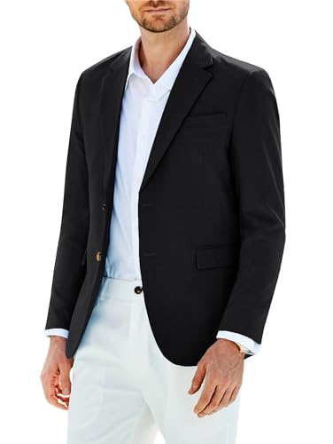 GRACE KARIN Anzugjacke Herren Übergröße Weit Geschnitten Blazer Regular Fit Klassischer Retro-Blazer mit Zwei Knöpfen und Gekerbtem Revers XXL Schwarz von GRACE KARIN