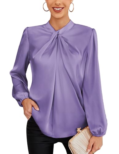 GRACE KARIN Aprikose Bluse Pullover Casual Langarm Top Party Oberteil CL2199-18 Hellviolett M von GRACE KARIN