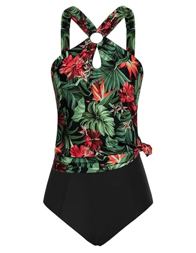 GRACE KARIN Badeanzug Damen Bauchweg Sexy Bademode Zierausschnitten Push Up Schwimmanzug Swimsuit L von GRACE KARIN