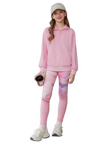 GRACE KARIN Bekleidungsset für Mädchen Langarm Zweiteiler Set Langarmshirt und Langer Hose Jogginghose Hellrosa 10-11 Jahre von GRACE KARIN