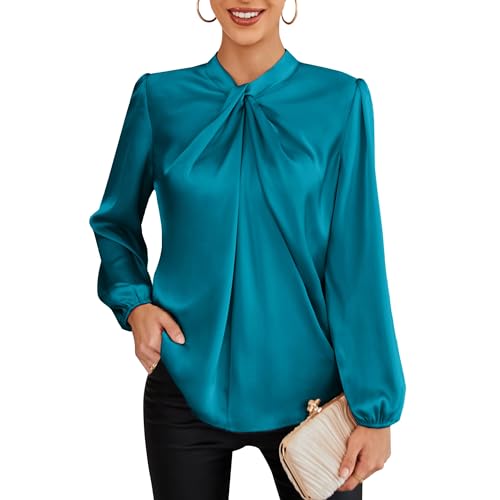 GRACE KARIN Bluse elegant Oberteil Retro Casual Damen Langarm Bowtie top CL2199-4 2XL von GRACE KARIN
