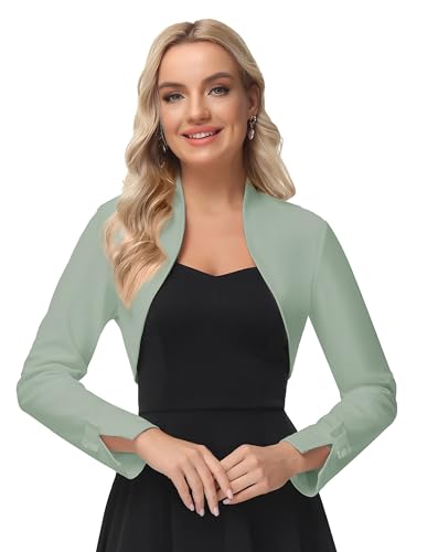 GRACE KARIN Bolerojacke für Damen Bolero Kurzarm Damen hellgrün Cardigan DECl521-5 S von GRACE KARIN