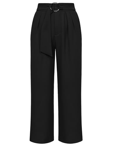 GRACE KARIN Business Damen Hosen mit Taschen Elegante gerade Slim Pant für Frauen 06 Schwarz von GRACE KARIN