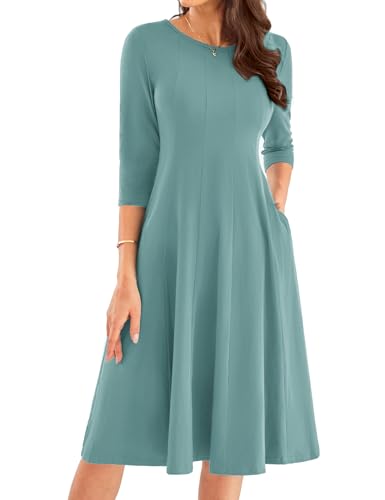 GRACE KARIN Cocktailkleid Damen Elegant Rüschen Kleider Herbst Festlich Hochzeit Kleid A-Linie S Hellgrün -10 von GRACE KARIN