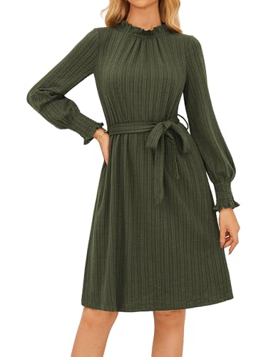 GRACE KARIN Cocktailkleider Damen Minikleid Hohe Taille Festlich Kleid Freizeitkleid Kurz Winterkleid Boho Kleidung Grün XXL von GRACE KARIN