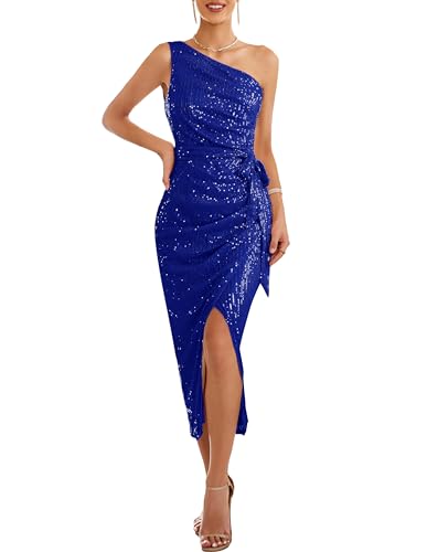 GRACE KARIN Damen Ärmellos Pailletten Abendkleid Lang Glitzer Ballkleid Bodycon Bleistiftkleid Königsblau XXL von GRACE KARIN