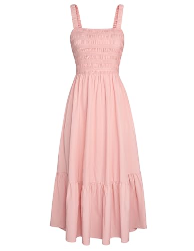 GRACE KARIN Damen Elegant Sommerkleider mit Taschen Spaghettiträger Maxi A-Linie Kleider Rosa L von GRACE KARIN