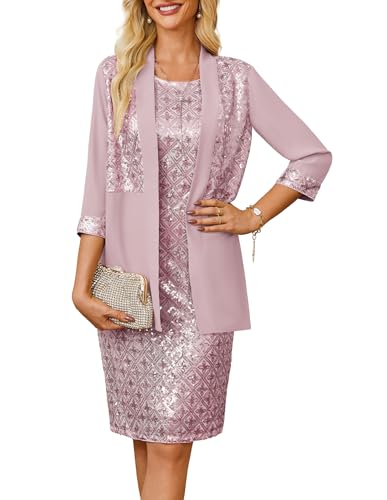GRACE KARIN Damen Ärmelloses Glitzter Pailletten Kleid Rundhals 2er Set Bodycon Cocktailkleid mit Chiffon Cardigan Rosa XXL GRACE KARIN Damen Ärmelloses Glitzter Pailletten Kleid Rundhals 2er Set Bodycon Cocktailkleid mit Chiffon Cardigan Rosa XXL von GRACE KARIN