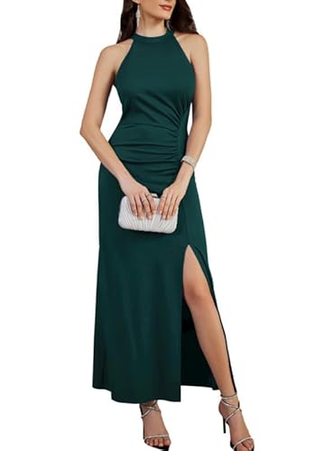 GRACE KARIN Damen Ärmelloses Langes Kleid Elegant Abendkleider für Hochzeit Formelle Ballkleider Cocktailkleid Dunkelgrün L von GRACE KARIN