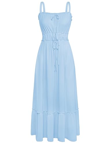 GRACE KARIN Damen Ãrmellos Lange Freizeitkleid Maxi Sommerkleid Casual Summer Dresses Flowy Swing Cocktailkleid Hellblau XXL von GRACE KARIN