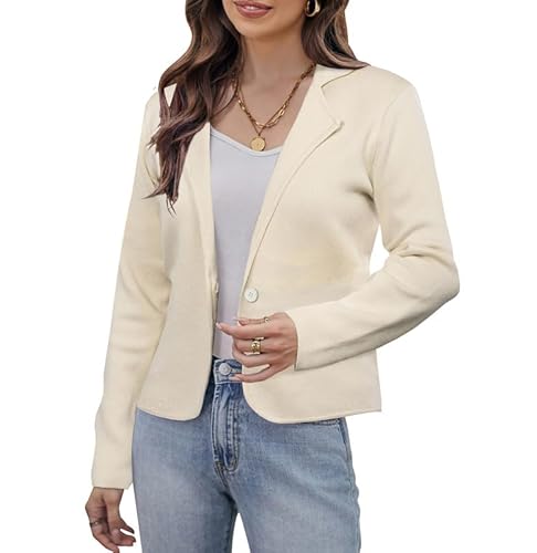 GRACE KARIN Damen Blazer Anzug Offene Front Cardigan Langarm V-Ausschnitt Button Down Arbeit Büro Blazer Jacke M von GRACE KARIN