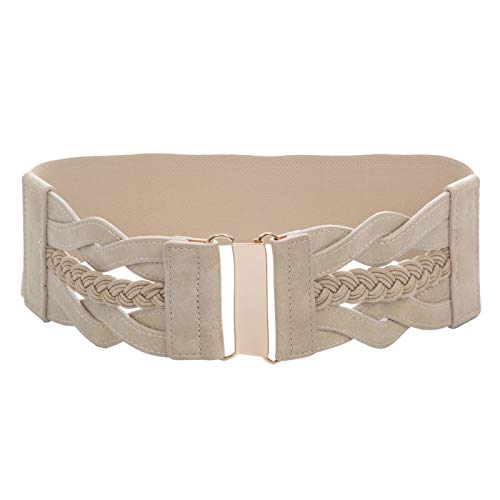 GRACE KARIN Damen Breiter Fashion Einfach Lässiges Geflochtener Kleidergürtel Aprikose L von GRACE KARIN