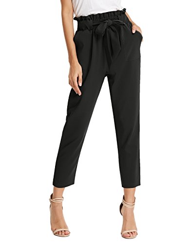 GRACE KARIN Damen Business Hose Leicht Hose Cropped Hosen Party Hose Yoga Hose Schwarz CLAF1011-1_M von GRACE KARIN