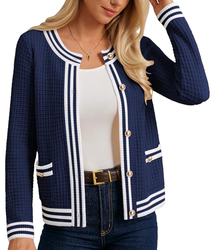 GRACE KARIN Damen Casual Strickjacke Herbst Winter Rundhals Knopfleiste Kurz Strickmantel XL Dunkelblau GRACE KARIN Damen Casual Strickjacke Herbst Winter Rundhals Knopfleiste Kurz Strickmantel XL Dunkelblau von GRACE KARIN