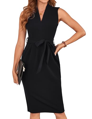 GRACE KARIN Damen Cocktailkleider Vintage Retro Bleistiftkleid Pencil Kleid Etuikleid Businesskleider Schwarz M von GRACE KARIN