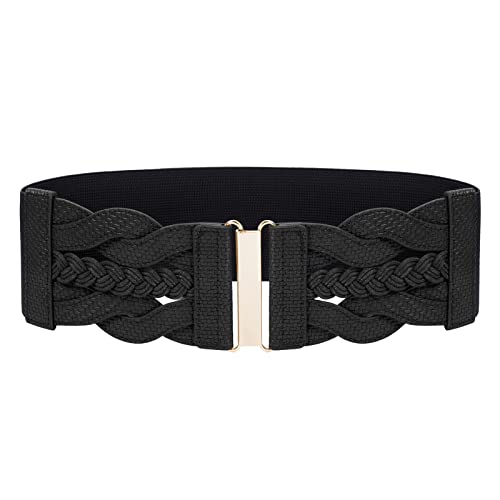GRACE KARIN Damen Elastischer Vintage Gürtel Dehnbar Retro Breite Taille Cinchgürtel, schwarz gewebt, Large GRACE KARIN Damen Elastischer Vintage Gürtel Dehnbar Retro Breite Taille Cinchgürtel, schwarz gewebt, Large von GRACE KARIN