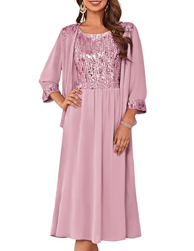 GRACE KARIN Damen Elegant Party Hochzeit Abendkleid Formal Rundhalsausschnitt Midi Kleid mit Cardigan Sommer 2er Set Graurosa XXL GRACE KARIN Damen Elegant Party Hochzeit Abendkleid Formal Rundhalsausschnitt Midi Kleid mit Cardigan Sommer 2er Set Graurosa XXL von GRACE KARIN